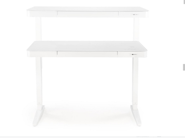 Γραφείο 120×60 cm με Ρυθμιζόμενο Ύψος, Ασύρματη Φόρτιση & USB – Λευκό Γυαλί